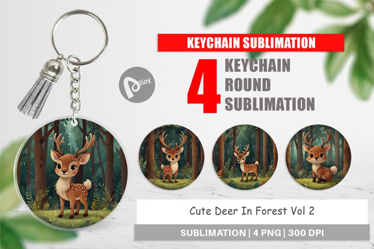 Keychain Cartoon Deer in Forest