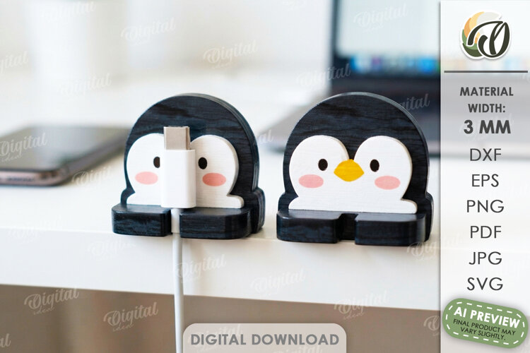 Cute Desktop Cable Manager Laser Cut. Cable Organizer SVG example image 1