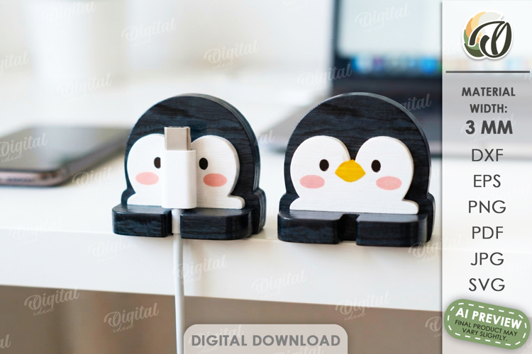 Cute Desktop Cable Manager Laser Cut. Cable Organizer SVG