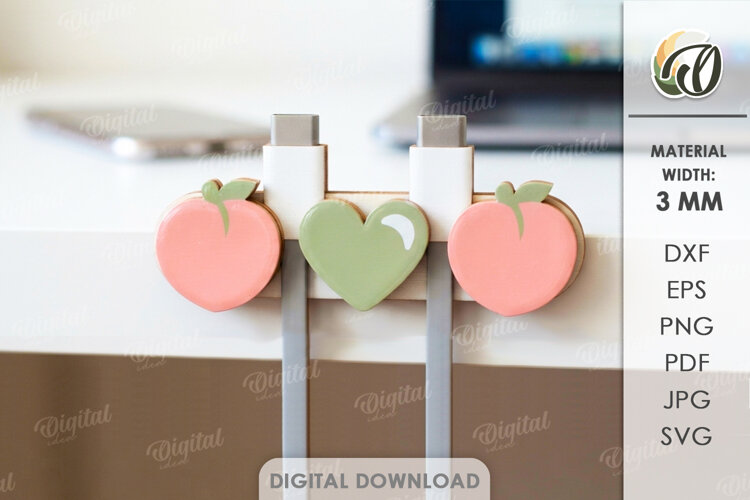 Cute Desktop Cable Manager Laser Cut. Cable Organizer SVG example image 1