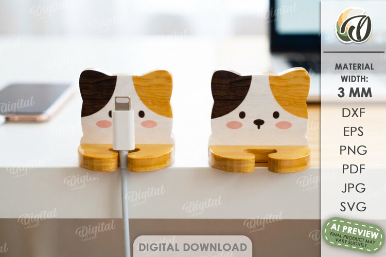 Cute Desktop Cable Manager Laser Cut. Cable Organizer SVG example image 1
