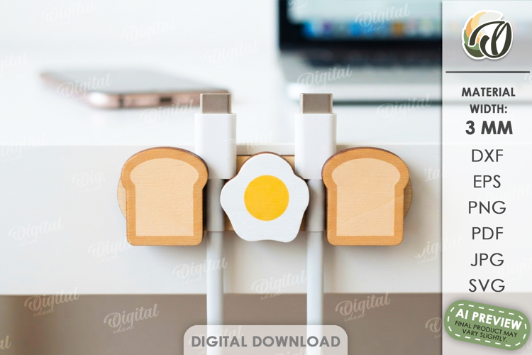 Cute Desktop Cable Manager Laser Cut. Cable Organizer SVG
