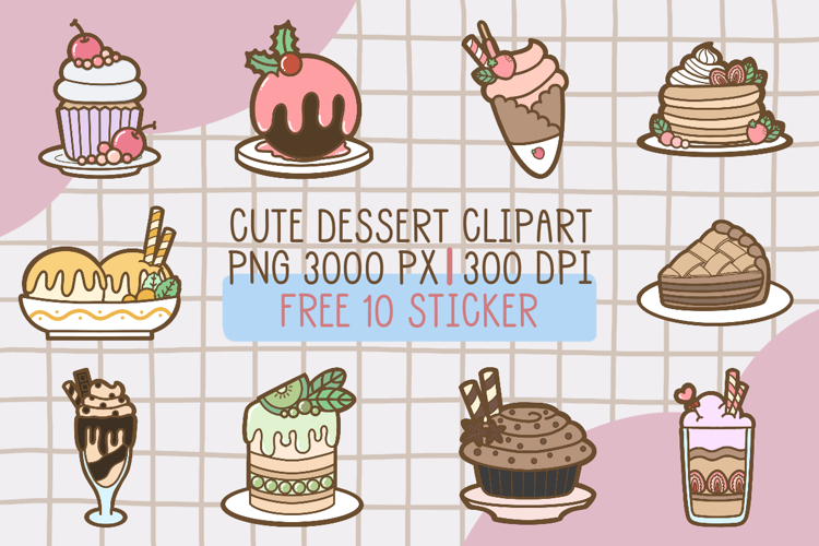 Cute Dessert Clipart PNG set 1