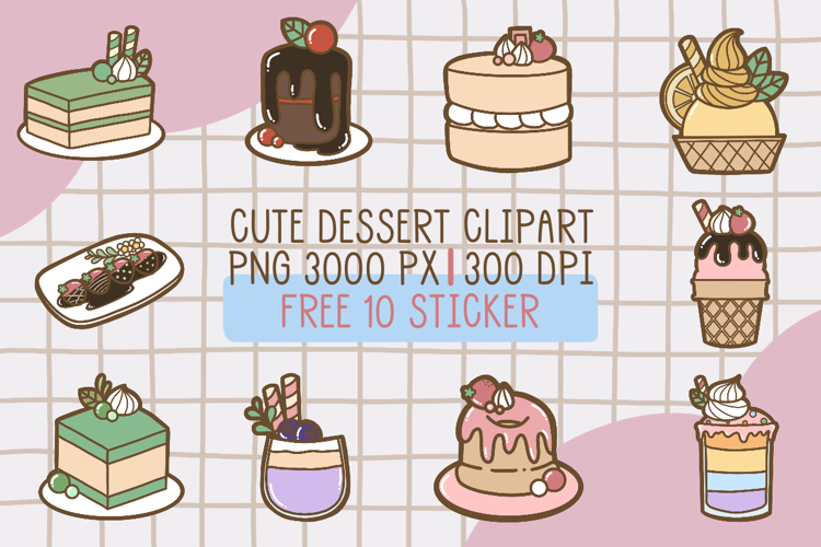 Cute Dessert Clipart png set 3