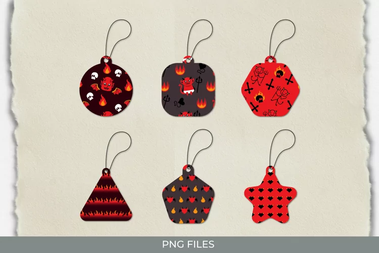 Cute Devil Seamless Pattern Shaped Tags