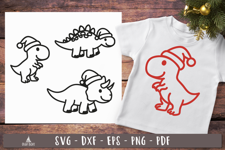 Cute Dinosaur Christmas SVG T rex Dino clipart