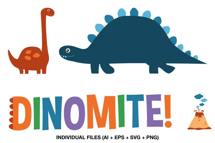 Colorful Dinoasaur Graphics for Kids Scrapbooking