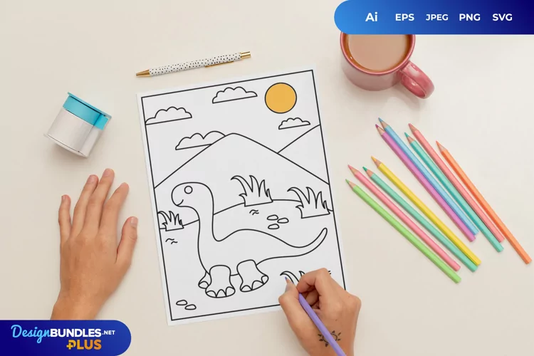 Smiling Brontosaurs Coloring Page