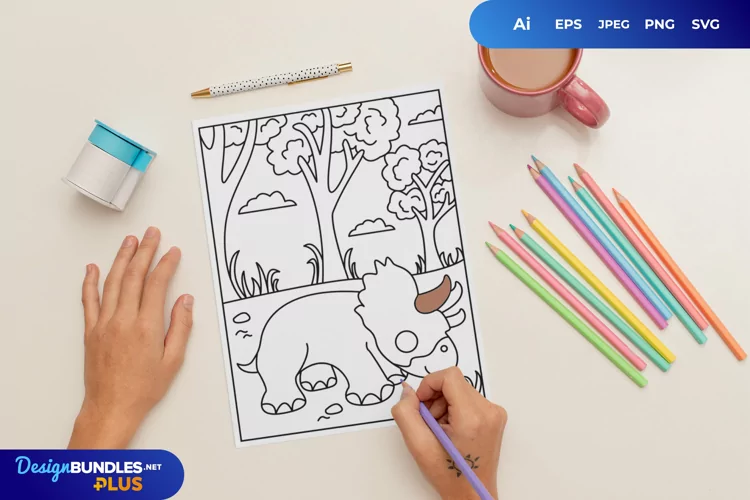 Cute Triceratops Coloring Page