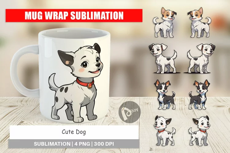Mug Wrap Design Cute Dog