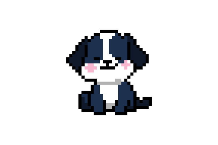 Cute dog character pixel art illustration drawing graphic