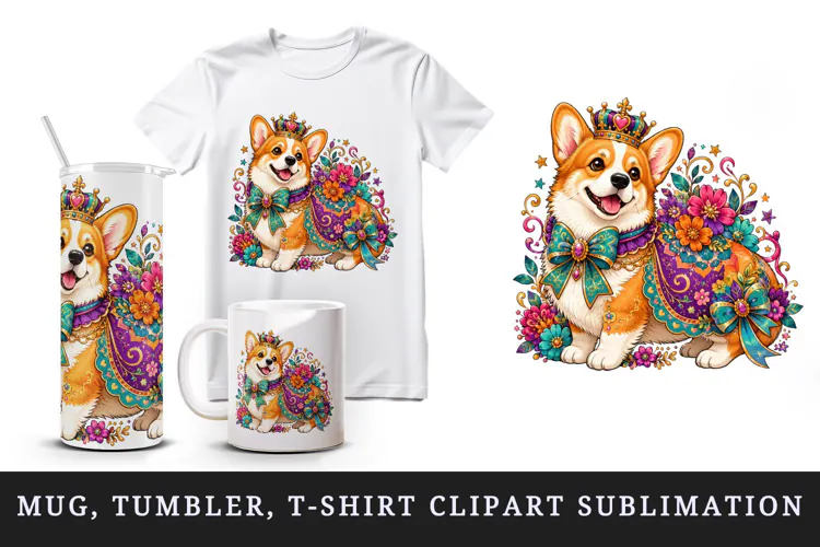 Cute dog tumbler, mug wrap, clipart sublimation design