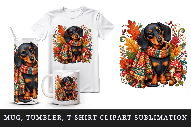 Cute dog tumbler, mug wrap, clipart sublimation design