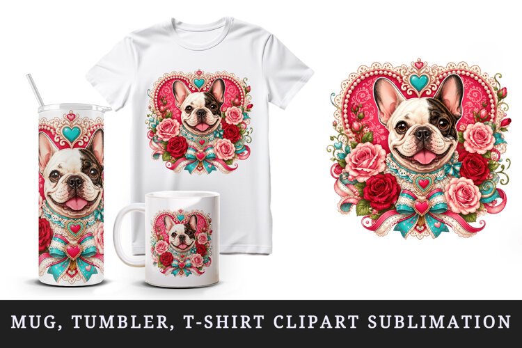 Cute dog tumbler, mug wrap, clipart sublimation design example image 1