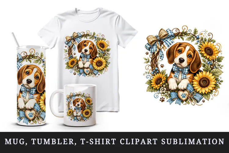 Cute dog tumbler, mug wrap, clipart sublimation design