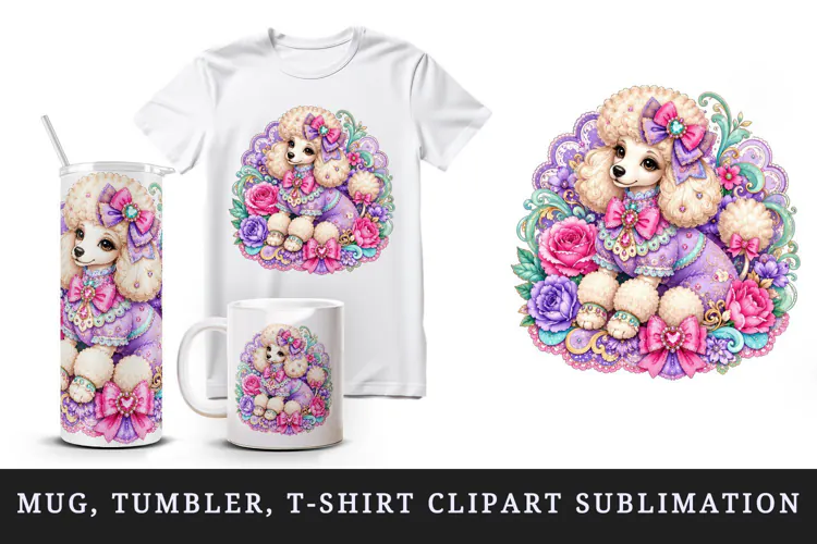 Cute dog tumbler, mug wrap, clipart sublimation design