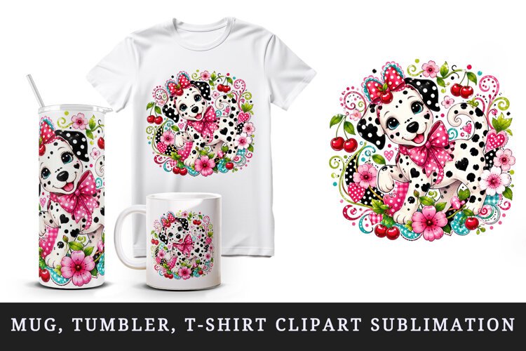 Cute dog tumbler, mug wrap, clipart sublimation design example image 1