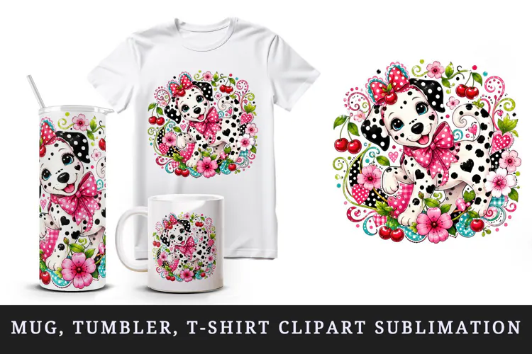 Cute dog tumbler, mug wrap, clipart sublimation design