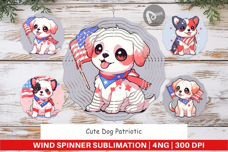 Wind Spinner Cute Dog Patriotic