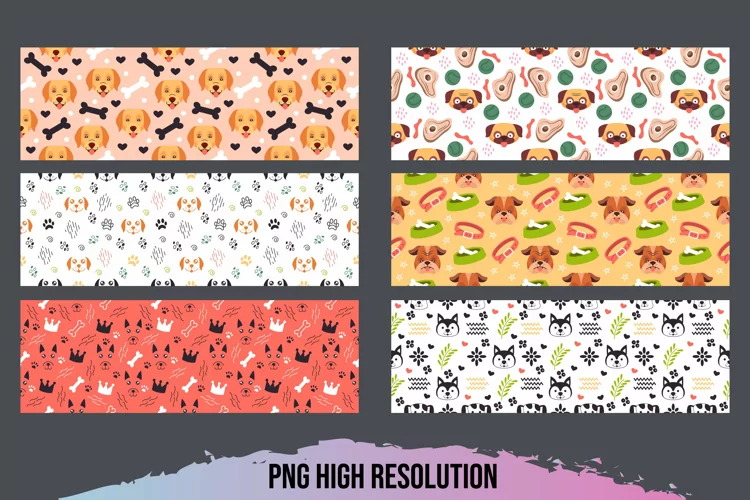 Cute Dog Seamless Pattern Strips