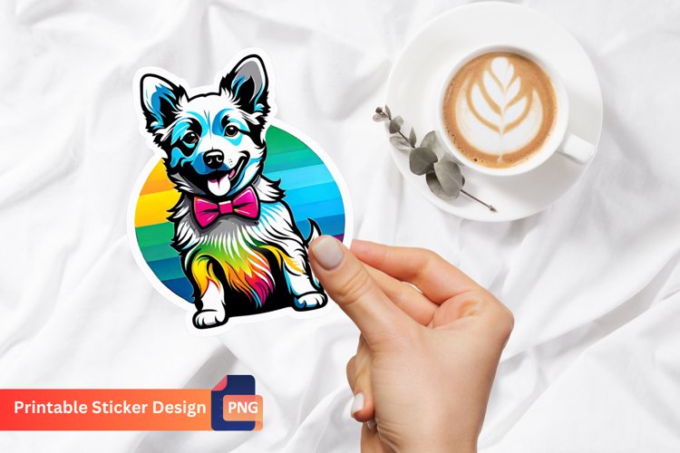 Cute Dog Sticker Design, Dog Summer Sticker Template