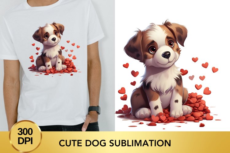 Valentines Day dog clipart, cute dog sublimation