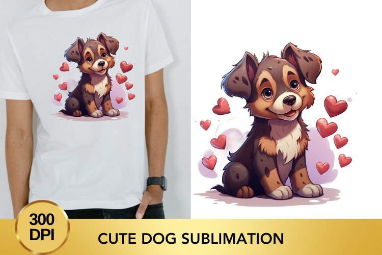 Valentines Day dog clipart, cute dog sublimation
