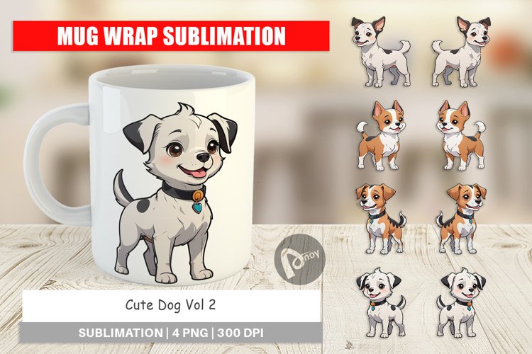 Mug Wrap Design Cute Dog