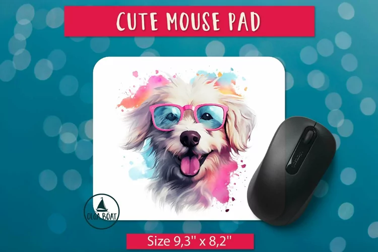 Cute dog watercolor illustration | Mouse pad sublimation