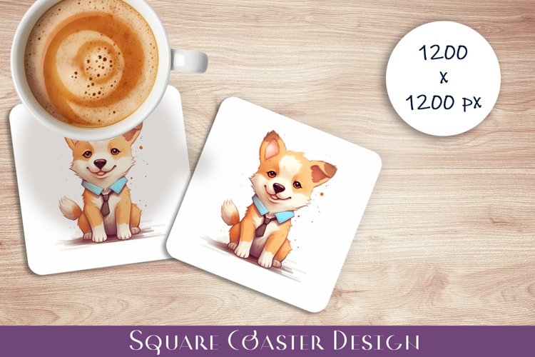 Cute dog Square Coaster Sublimation Design