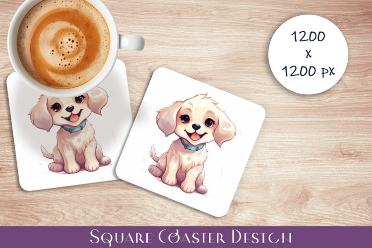 Cute dog Square Coaster Sublimation Design