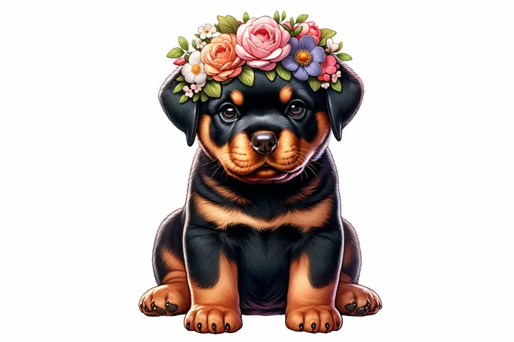 Cute Rottweiler Clipart Sublimation PNG Design