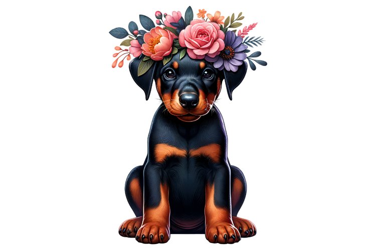 Cute Doberman Pinscher Clipart Sublimation PNG Design