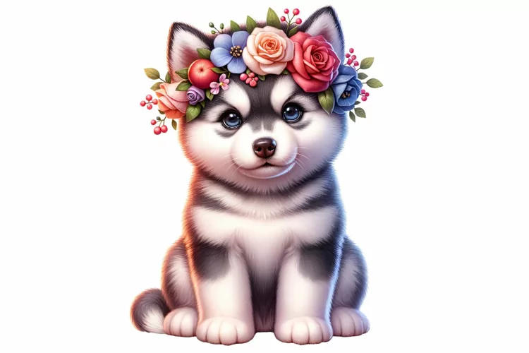 Cute Siberian Husky Clipart Sublimation PNG Design