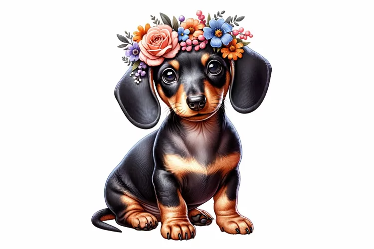 Cute Daschund Clipart Sublimation PNG Design