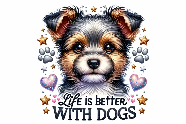 Cute Yorkshire Terrier Clipart Sublimation PNG Design