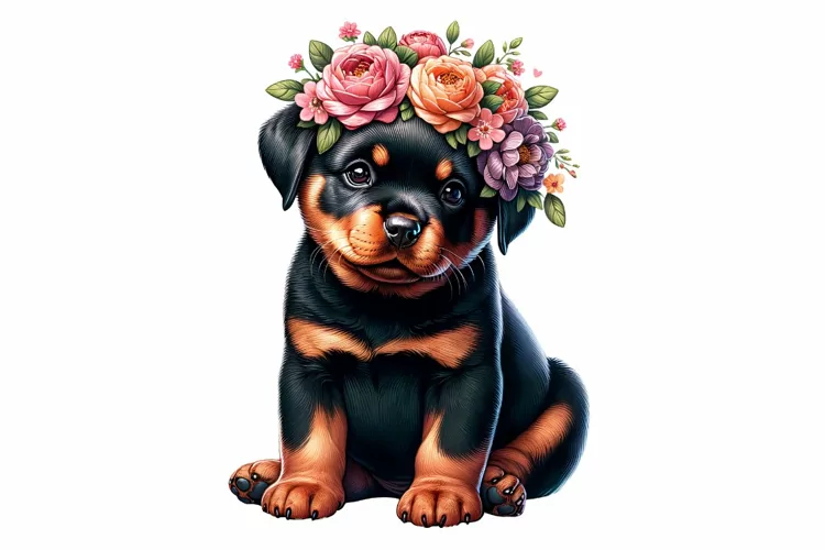 Cute Rottweiler Clipart Sublimation PNG Design