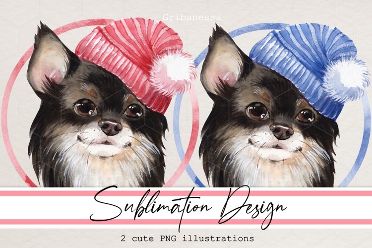 Cute dog Watercolor PNG Sublimation design example image 1