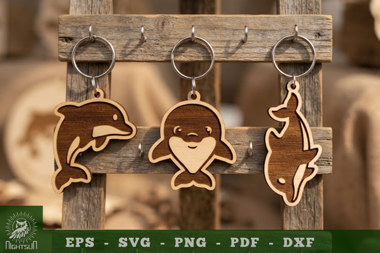 Cute Dolphin Lasercut Keychain