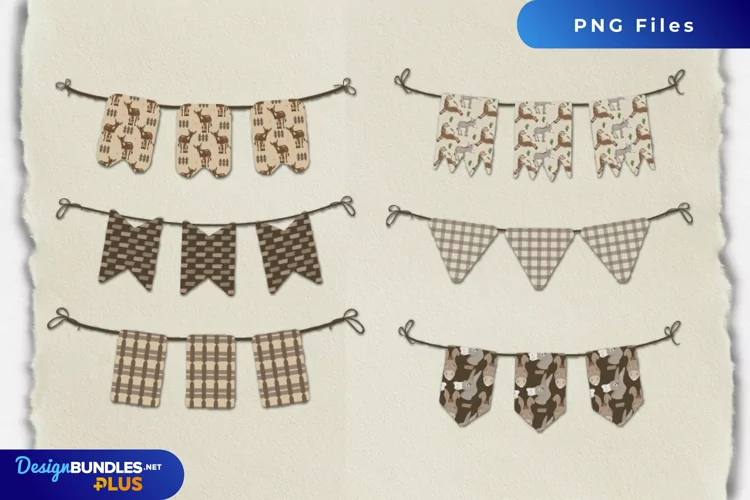 Cute Donkey with Vintage Color Bunting Banner Sets