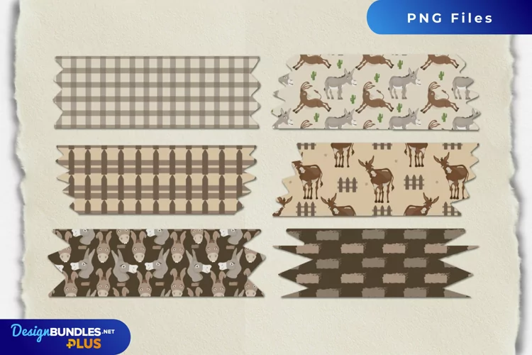 Cute Donkey with Vintage Color Seamless Pattern Tape
