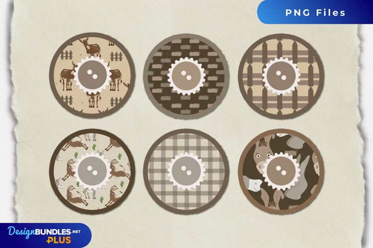 Cute Donkey with Vintage Color Seamless Pattern with Buttons