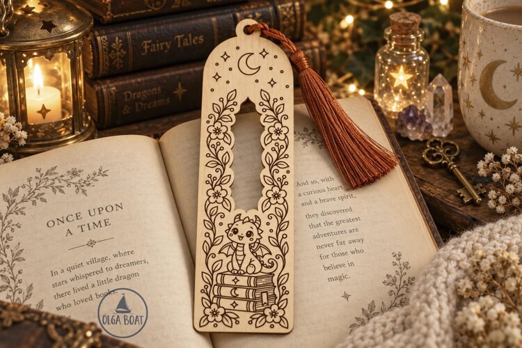 Cute Dragon Bookmark SVG Laser cut design
