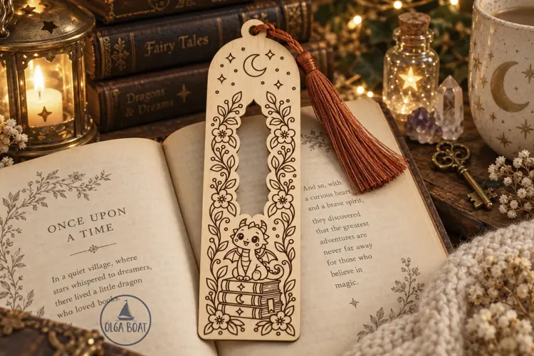 Cute Dragon Bookmark SVG Laser cut design