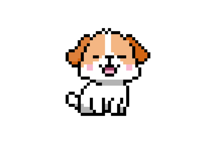 Cute drawing dog character pixel art illustration sticker