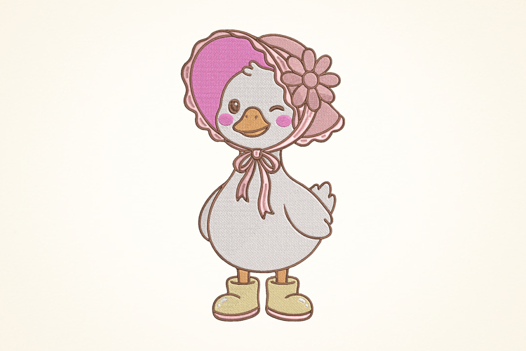 Cute Duck Embroidery Design