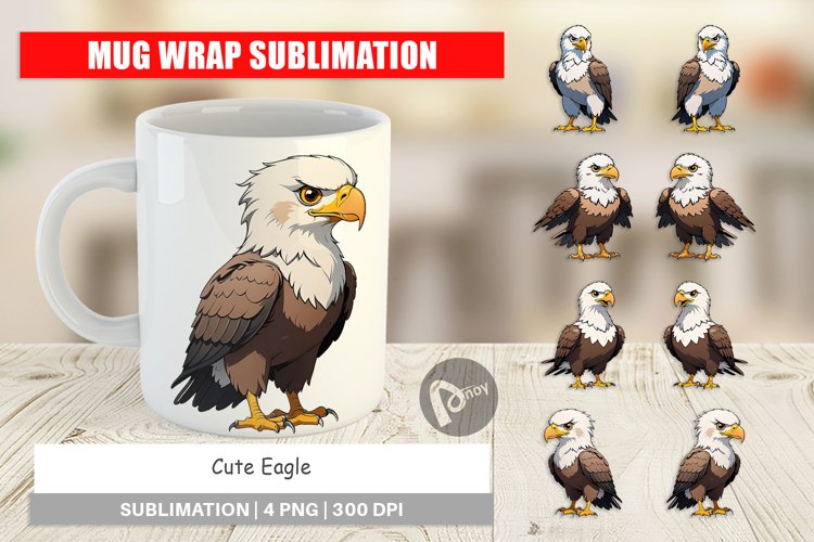 Mug Wrap Design Cute Eagle example image 1