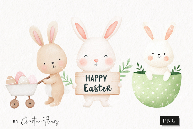 Watercolor Cute Easter Clipart | Easter PNG
