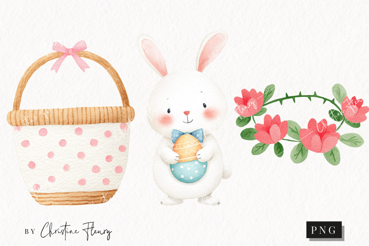 Watercolor Cute Easter Clipart | Easter PNG