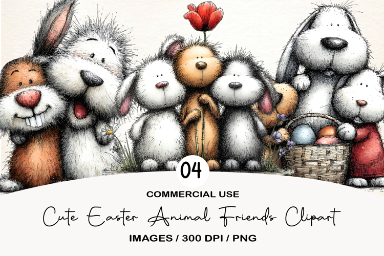 Cute Easter Animal Friends Clipart
